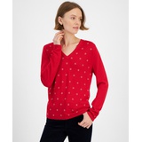 Womens Embellished V-Neck Sweater