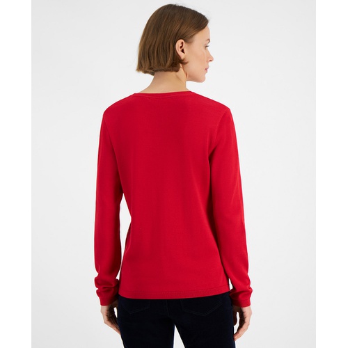 타미힐피거 Womens Embellished V-Neck Sweater