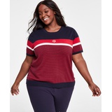 Plus Size Colorblocked Short-Sleeve Sweater