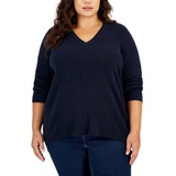 Plus Size Cable-Knit V-Neck Ivy Sweater