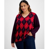 Plus Size Argyle V-Neck Sweater