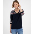 Womens Fair Isle V Neck Sweater