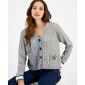 Womens Cable Knit Front Button Cardigan