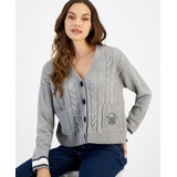 Womens Cable Knit Front Button Cardigan