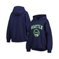 Womens College Navy Seattle Seahawks Becca Drop Shoulder Pullover Hoodie