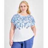 Plus Size Floral-Print Pullover Top