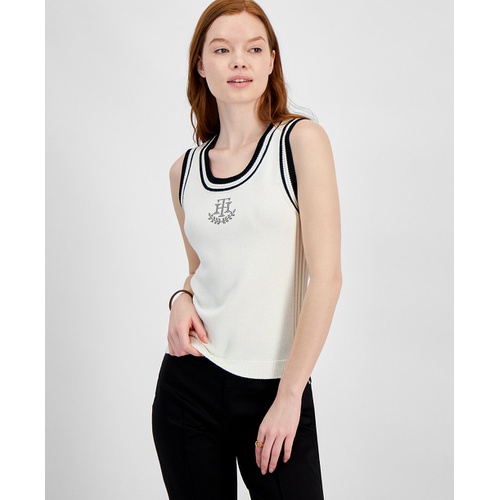 타미힐피거 Womens Monogram Logo Sleeveless Sweater