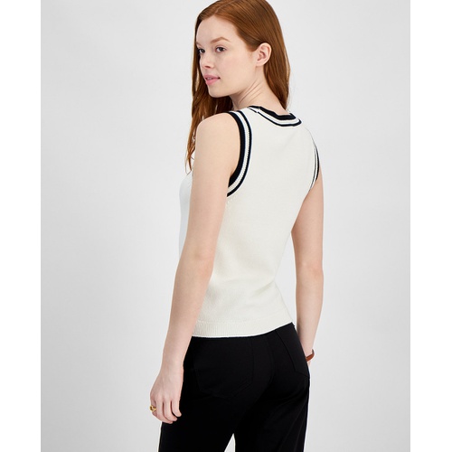 타미힐피거 Womens Monogram Logo Sleeveless Sweater