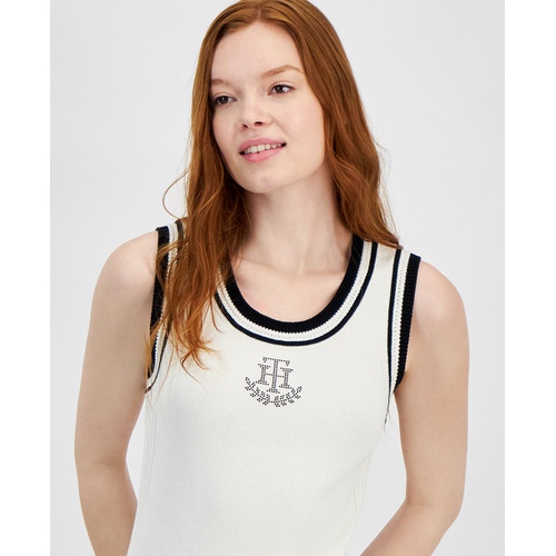 타미힐피거 Womens Monogram Logo Sleeveless Sweater