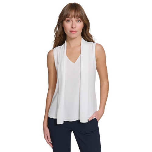 타미힐피거 Womens Scarf-Overlay Sleeveless Top