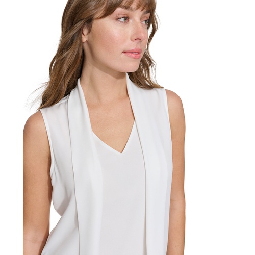 타미힐피거 Womens Scarf-Overlay Sleeveless Top