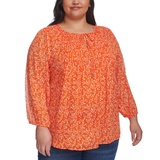 Plus Size Pintucked Scoop-Neck Top