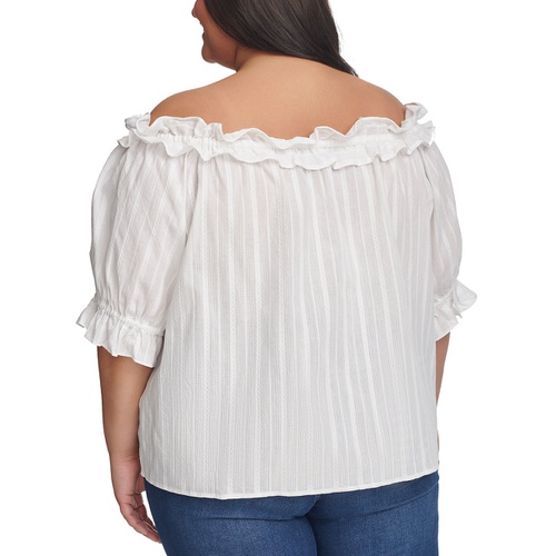 타미힐피거 Plus Size Cotton Off-The-Shoulder Top