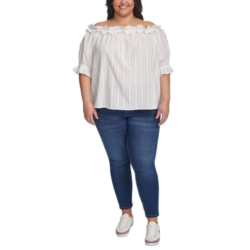 타미힐피거 Plus Size Cotton Off-The-Shoulder Top