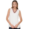 Womens Sleeveless Bubble-Crepe Iconic Top