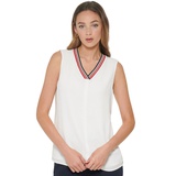 Womens Sleeveless Bubble-Crepe Iconic Top