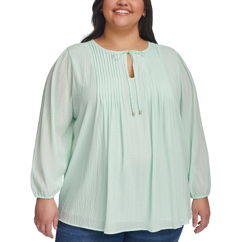 타미힐피거 Plus Size Pintucked Top