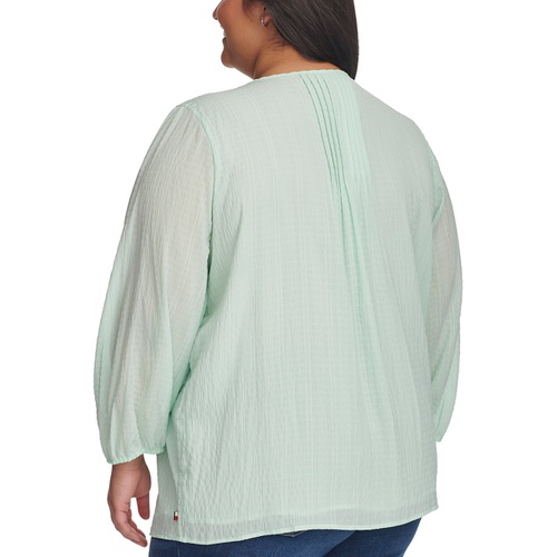 타미힐피거 Plus Size Pintucked Top