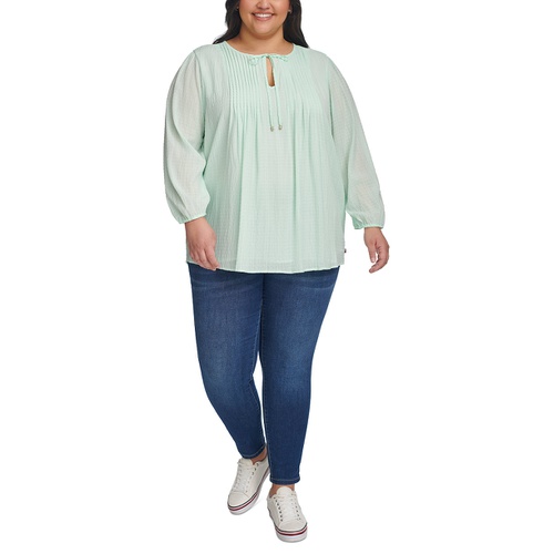 타미힐피거 Plus Size Pintucked Top