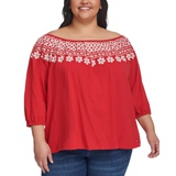 Plus Size Off-The-Shoulder Embroidered Top