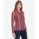 Womens Striped Button Down