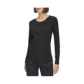 Womens Cotton Blend Ribbed Long Sleeve T-Shirt