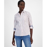 Womens Cotton Striped Utility Shirt