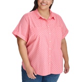 Plus Size Printed Button-Front Cotton Camp Shirt