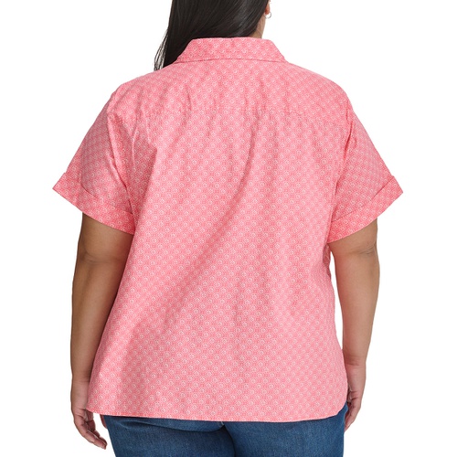 타미힐피거 Plus Size Printed Button-Front Cotton Camp Shirt