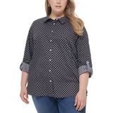 Plus Size Cotton Printed Utility Shirt