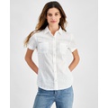 Womens Amelie Cotton Textured Camp Shirt