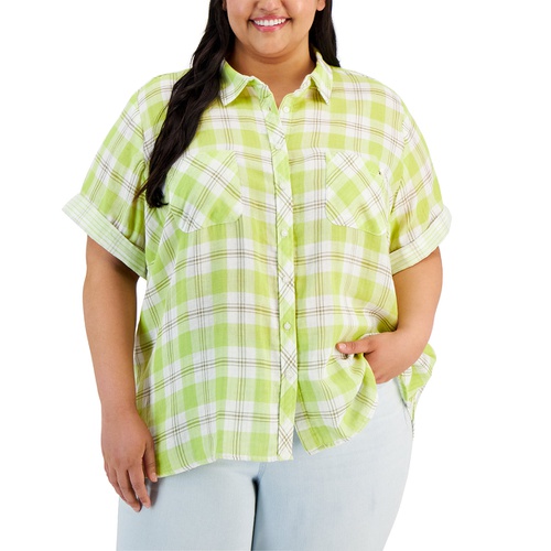 타미힐피거 Plus Size Cotton Button-Front Camp Shirt