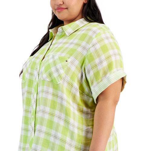 타미힐피거 Plus Size Cotton Button-Front Camp Shirt