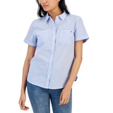 Womens Striped Cotton Camp Shirt