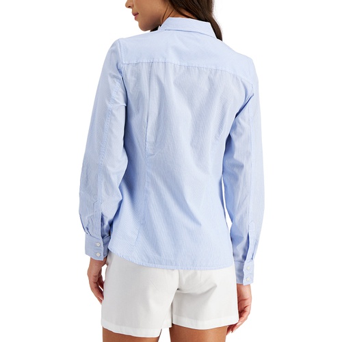 타미힐피거 Womens Cotton Pinstripe Button-Down Shirt