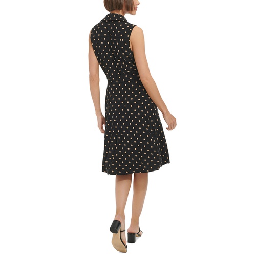 타미힐피거 Womens Polka Dot Jersey Collared Dress