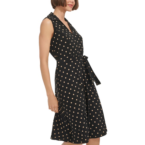 타미힐피거 Womens Polka Dot Jersey Collared Dress