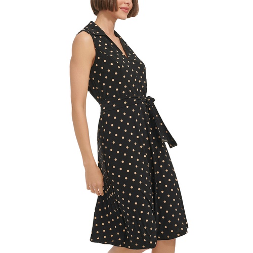 타미힐피거 Womens Polka Dot Jersey Collared Dress