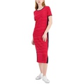 Womens Striped Ribbed Midi Dress