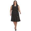 Plus Size Classic Dot Print Jersey Midi Dress