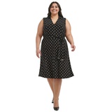 Plus Size Classic Dot Print Jersey Midi Dress