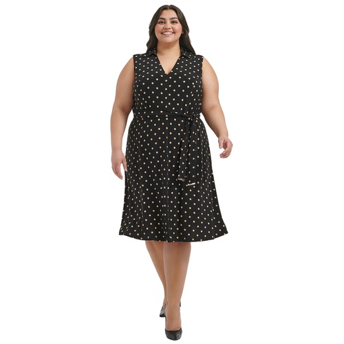 타미힐피거 Plus Size Classic Dot Print Jersey Midi Dress