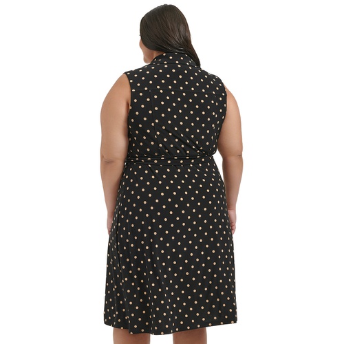 타미힐피거 Plus Size Classic Dot Print Jersey Midi Dress