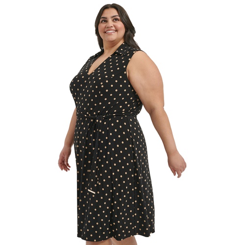 타미힐피거 Plus Size Classic Dot Print Jersey Midi Dress