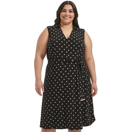 타미힐피거 Plus Size Classic Dot Print Jersey Midi Dress