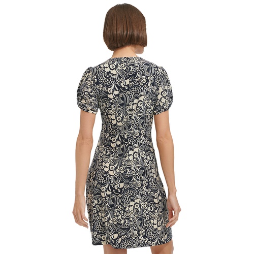 타미힐피거 Womens Printed Puff-Sleeve Sheath Dress