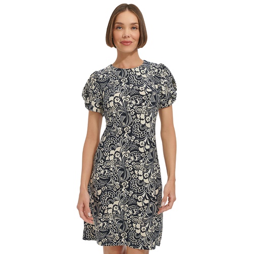 타미힐피거 Womens Printed Puff-Sleeve Sheath Dress