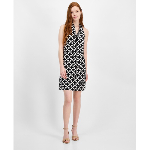 타미힐피거 Womens Dot-Print Tie V-Neck Mini Dress