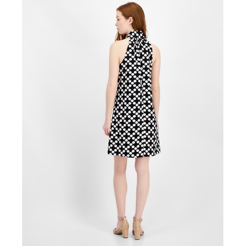 타미힐피거 Womens Dot-Print Tie V-Neck Mini Dress