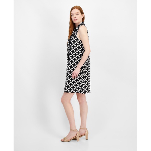 타미힐피거 Womens Dot-Print Tie V-Neck Mini Dress